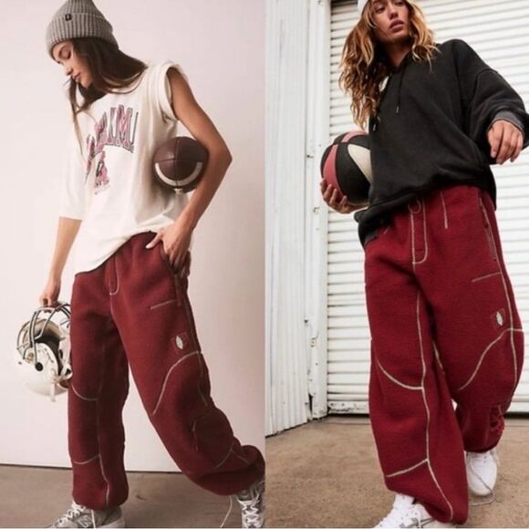 FP Movement by Free People Pants - NWT Free People Sweatpants Fuzzy Burgundy Oversized Size S